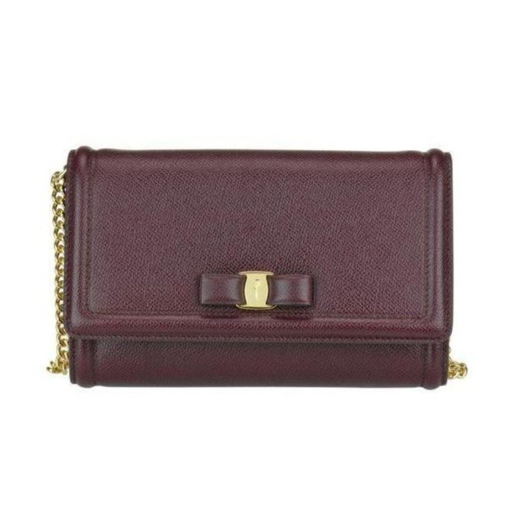 Salvatore Ferragamo Fiocco Vara Mini Bag in Wine NEW IN BOX WITH DISTBAG